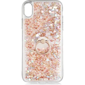 Apple iPhone Xr 6.1 Kılıf Içi Sıvılı Yüzüklü Kapak Gold
