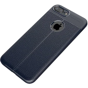 Apple iPhone 8 Plus Kılıf Deri Tarzı Niss Silikon Case Lacivert