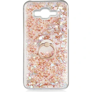 Samsung Galaxy J7 Kılıf Içi Sıvılı Yüzüklü Kapak Gold