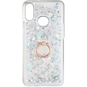 Samsung Galaxy A10S Kılıf Içi Sıvılı Yüzüklü Kapak Gümüş