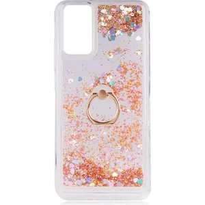 Samsung Galaxy A02S Kılıf Içi Sıvılı Yüzüklü Kapak Gold