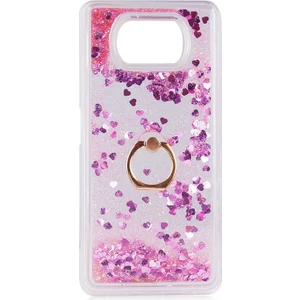 Xiaomi Poco X3 Kılıf Içi Sıvılı Yüzüklü Kapak Pembe