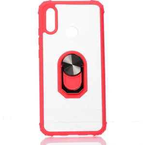 Huawei P Smart 2019 Kılıf Şeffaf Sararmaz Yüzüklü Mola Kapak Kırmızı