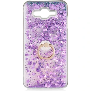 Samsung Galaxy J7 Kılıf Içi Sıvılı Yüzüklü Kapak Mor