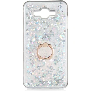 Samsung Galaxy J7 Kılıf Içi Sıvılı Yüzüklü Kapak Gümüş