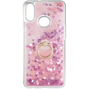 Samsung Galaxy A10S Kılıf Içi Sıvılı Yüzüklü Kapak Pembe