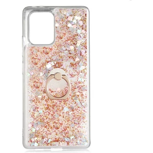 Samsung Galaxy A91 (S10 Lite) Kılıf Içi Sıvılı Yüzüklü Kapak Gold