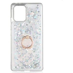 Samsung Galaxy A91 (S10 Lite) Kılıf Içi Sıvılı Yüzüklü Kapak Gümüş