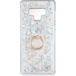 Samsung Galaxy Note 9 Kılıf Içi Sıvılı Yüzüklü Kapak Gümüş