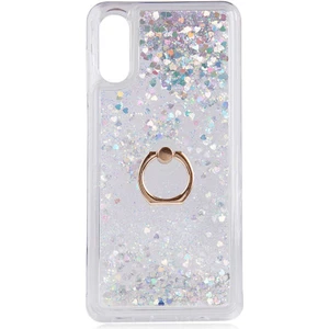 Samsung Galaxy A02 Kılıf Içi Sıvılı Yüzüklü Kapak Gümüş