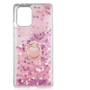 Samsung Galaxy A91 (S10 Lite) Kılıf Içi Sıvılı Yüzüklü Kapak Pembe