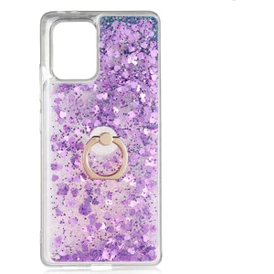 Samsung Galaxy A91 (S10 Lite) Kılıf Içi Sıvılı Yüzüklü Kapak Mor