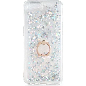 Realme C2 Kılıf Içi Sıvılı Yüzüklü Kapak Gümüş