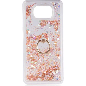 Xiaomi Poco X3 Kılıf Içi Sıvılı Yüzüklü Kapak Gold