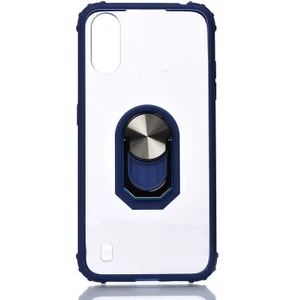 Samsung Galaxy A01 Kılıf Şeffaf Sararmaz Yüzüklü Mola Kapak Lacivert