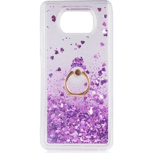 Xiaomi Poco X3 Kılıf Içi Sıvılı Yüzüklü Kapak Mor