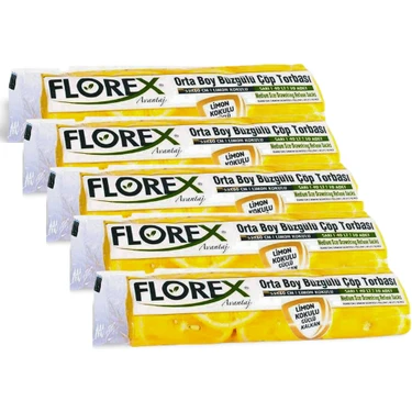 Florex Çöp Poşeti Limon Kokulu Büzgülü Orta Boy Çöp