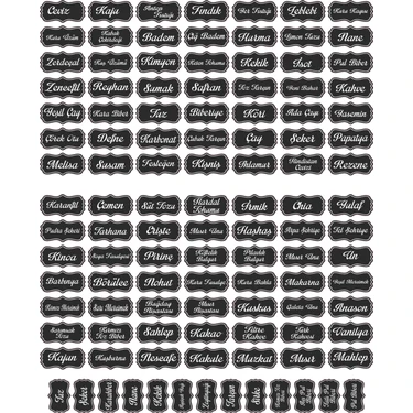 Doğrudan Dekor 111 Adet Kuruyemiş - Baharat - Bakliyat Kavanoz Etiket 