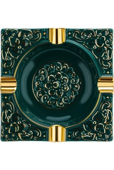Bek Tobacco Lubinski Kabartma Motif Porselen Puro Küllüğü Yeşil/gold 4lü