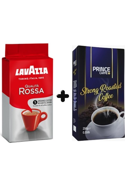 Prince Lavazza Qualita Rossa 250 gr Filtre Kahve + Prince Caffe Strong Roasted Filtre Kahve 250 gr
