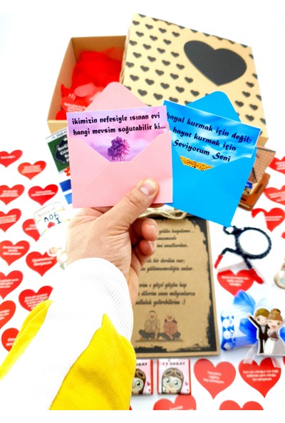 hediyekombini Kraft Kutuda 14 Şubat Romantik Sevgiliye Sürpriz Hediye Paketi Sevgililer Günü 1BENCH7BOX5