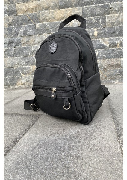 Kadın Kırinkıl Kumaş Çok Bölmeli Günlük Sırt Çantası Krinkıl Çanta