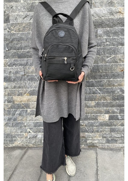 Kadın Kırinkıl Kumaş Çok Bölmeli Günlük Sırt Çantası Krinkıl Çanta modelleri