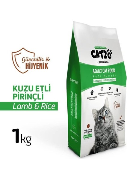 Premium Kuzu Etli Pirinçli Yetişkin Kedi Maması 1 kg