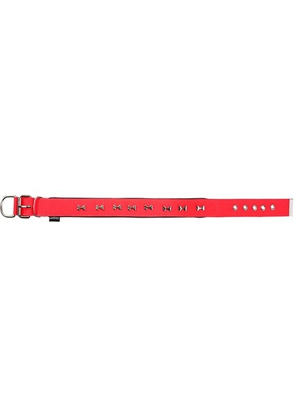 Actirex Neon Kemik Desenli Köpek Boyun Tasması Kırmızı M 2.5X42-50 cm