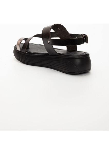 Todi Kadın Hakiki Deri Sandalet Siyah-Platin indirimleri