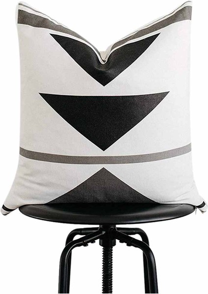 Dekoratif Yastık Kılıfları Sadece Kanepe, Kanepe Veya 4'lü Yatak Takımı 18X18 Inç Modern Tasarım Kısa Peluş Siyah Beyaz Geometrik Suni Deri Set (18 Inç x 18 Inç) (Yurt Dışından)