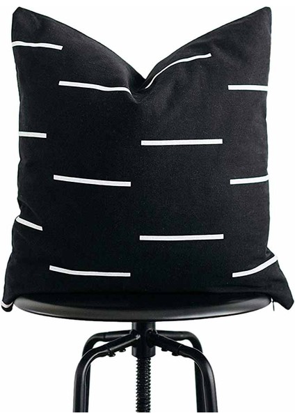 Dekoratif Yastık Kılıfları Sadece Kanepe, Kanepe Veya 4'lü Yatak Takımı 18X18 Inç Modern Tasarım Kısa Peluş Siyah Beyaz Geometrik Suni Deri Set (18 Inç x 18 Inç) (Yurt Dışından)