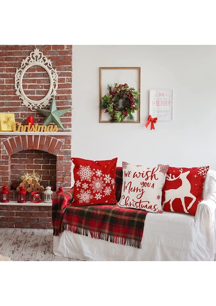 Noel Yastık Kapakları 18X18 4 Noel Süsleme Seti Çiftlik Evi Ev Dekorasyonu Için Yastık Kılıfı Atmak Yastık Kılıfı (Yurt Dışından)