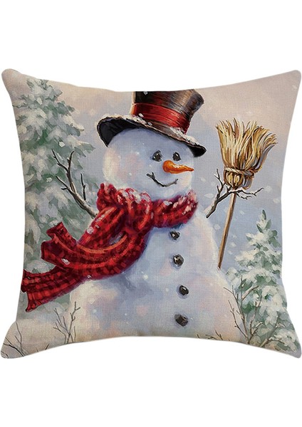 Noel Yastık Kılıfı Santa Kare Ev Keten Yastık Yastık Kılıfı Yastık Kılıfları Kanepe Koltuk Araba Hediye Için 45X45 cm (Yurt Dışından)