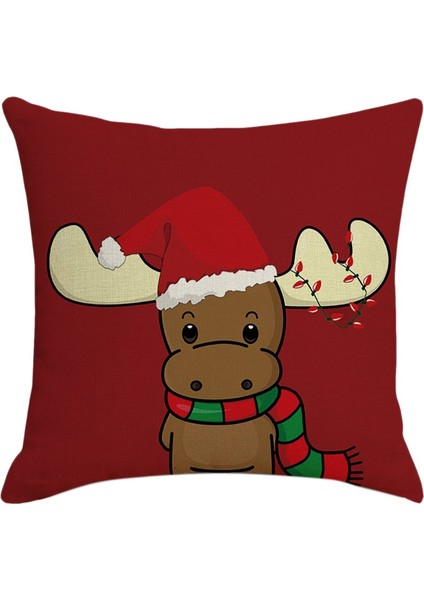 Noel Yastık Kılıfı Santa Kare Ev Dekorasyonu Keten Yastık Kılıfları Yastık Kanepe Için Kapakları Noel Koltuk Araba Hediye 45X45 cm (Yurt Dışından)