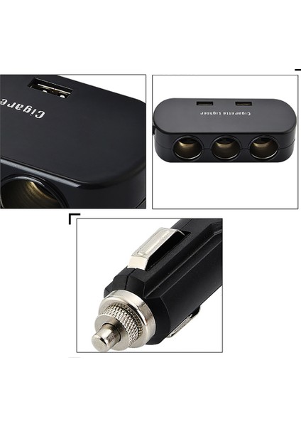 3 Yollu Çift USB Oto Araba Çakmak Soket Outlet Splitter Şarj Adaptörü (Yurt Dışından) modelleri