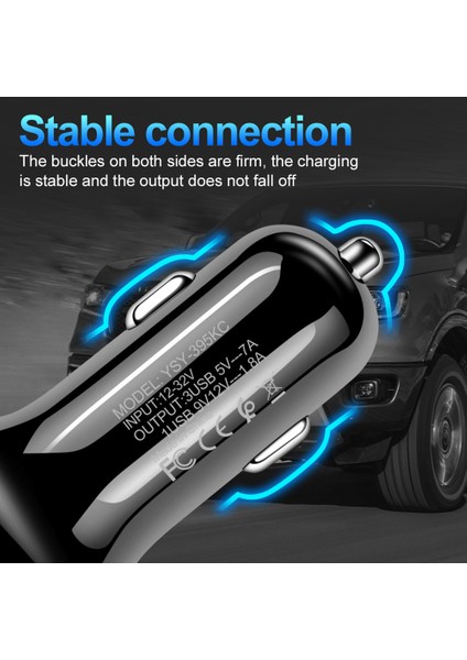 Evrensel Araba Araç Qc3.0 Cep Telefonu Hızlı Şarj 3 USB Bağlantı Noktası Şarj Cihazı (Yurt Dışından) fiyatları