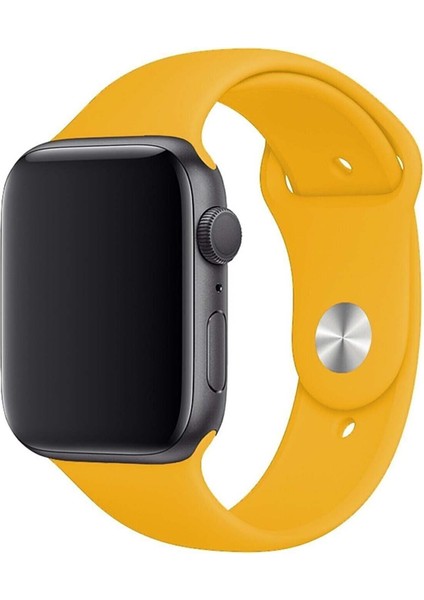 Apple Watch Kordon 1 2 3 4 5 6 7 Se Seri 38MM - 40MM Uyumlu Kayış Bileklik Kordon Hardal Sarı