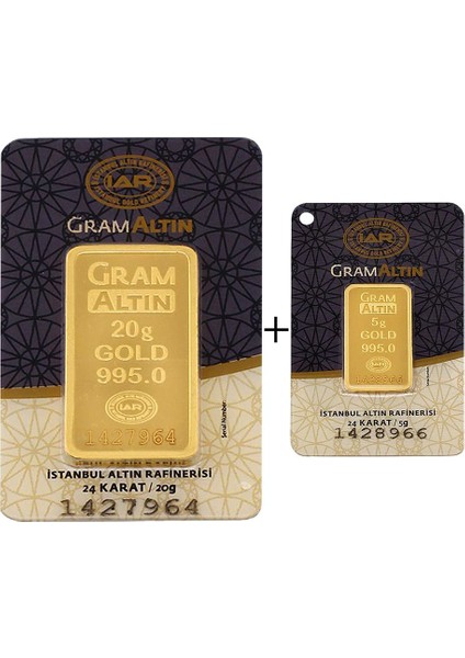 25 Gram (20+5) Külçe Altın 24 Ayar