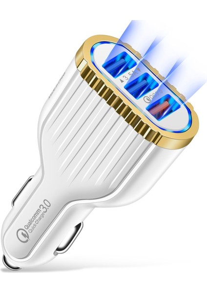 3.5A 3 USB Portları Qc3.0 Hızlı Şarj Cep Telefonu Araç Şarj Güç Adaptörü (Yurt Dışından)