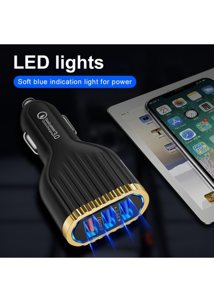3.5A 3 USB Portları Qc3.0 Hızlı Şarj Cep Telefonu Araç Şarj Güç Adaptörü (Yurt Dışından) modelleri