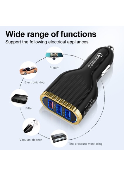 3.5A 3 USB Portları Qc3.0 Hızlı Şarj Cep Telefonu Araç Şarj Güç Adaptörü (Yurt Dışından) indirimleri