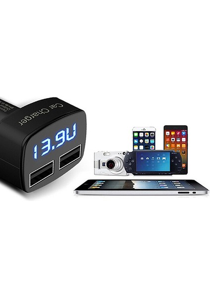 4 In 1 Çift USB Araç Şarj Adaptörü Gerilim Dc 5 V 3.1A Test Cihazı Için iPhone Uyumlu Için (Yurt Dışından) modelleri