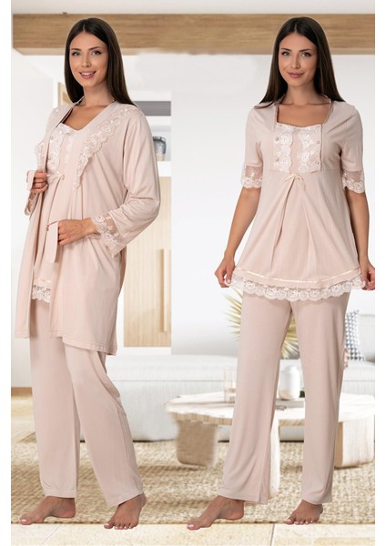 6034 Lohusa Pijama Sabahlık Takım