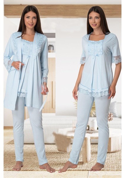 6034 Lohusa Pijama Sabahlık Takım