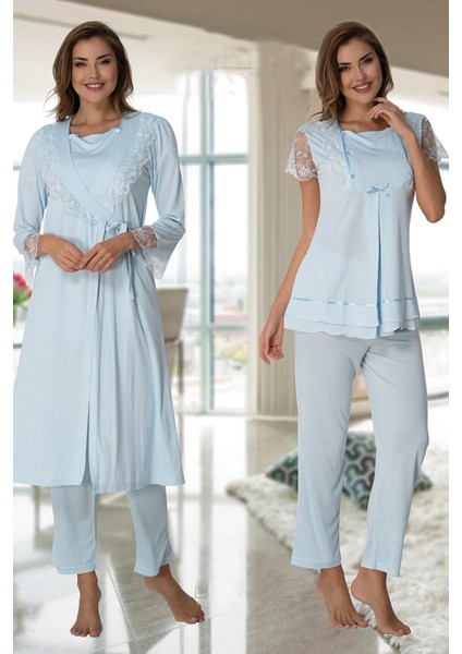 2054 Lohusa Pijama Sabahlık Takım