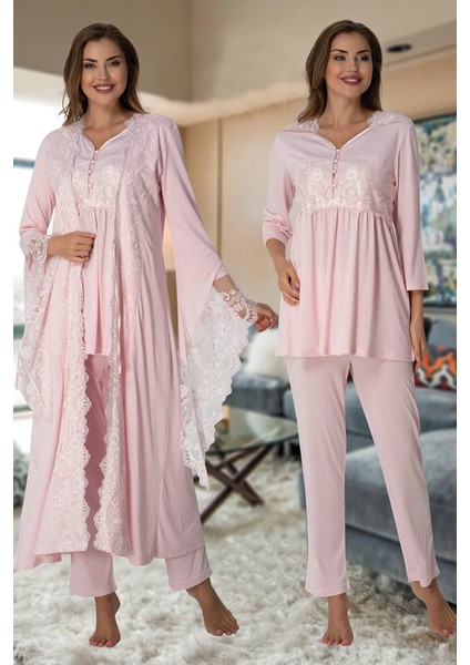 3015 Lohusa Pijama Sabahlık Takım