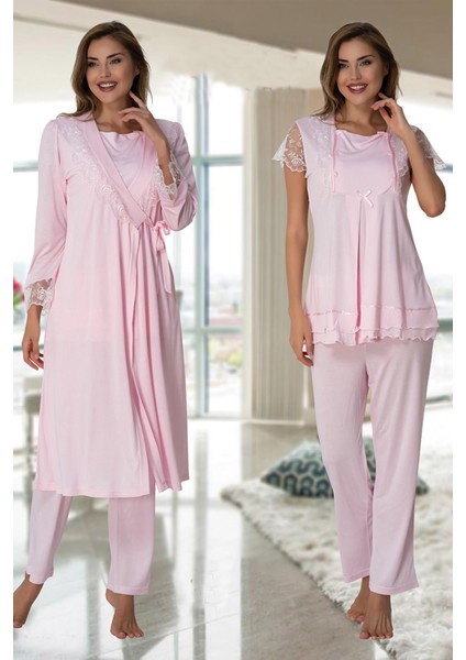 2054 Lohusa Pijama Sabahlık Takım