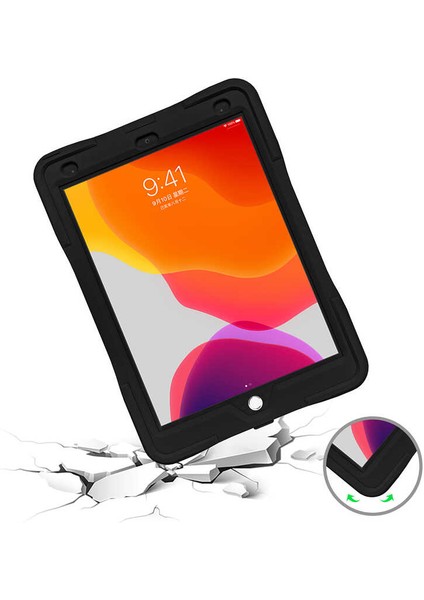 Apple Ipad 10.2 (8. ve 9. Nesil) Uyumlu 360 Standlı Kalem Bölmeli Zırh Tasarım Silikon Kılıf