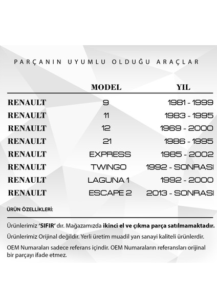 Renault 9, 11, 12, 21, Twingo, Laguna Için Ayna Mesnet Plastiği